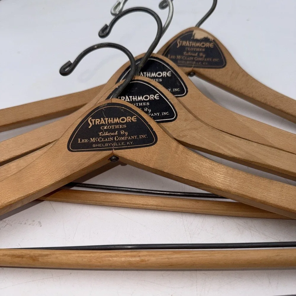 Lot 4 Wooden Suit Hangers & Pants Vintage Natural Wood Shelbyville KY Strathmore